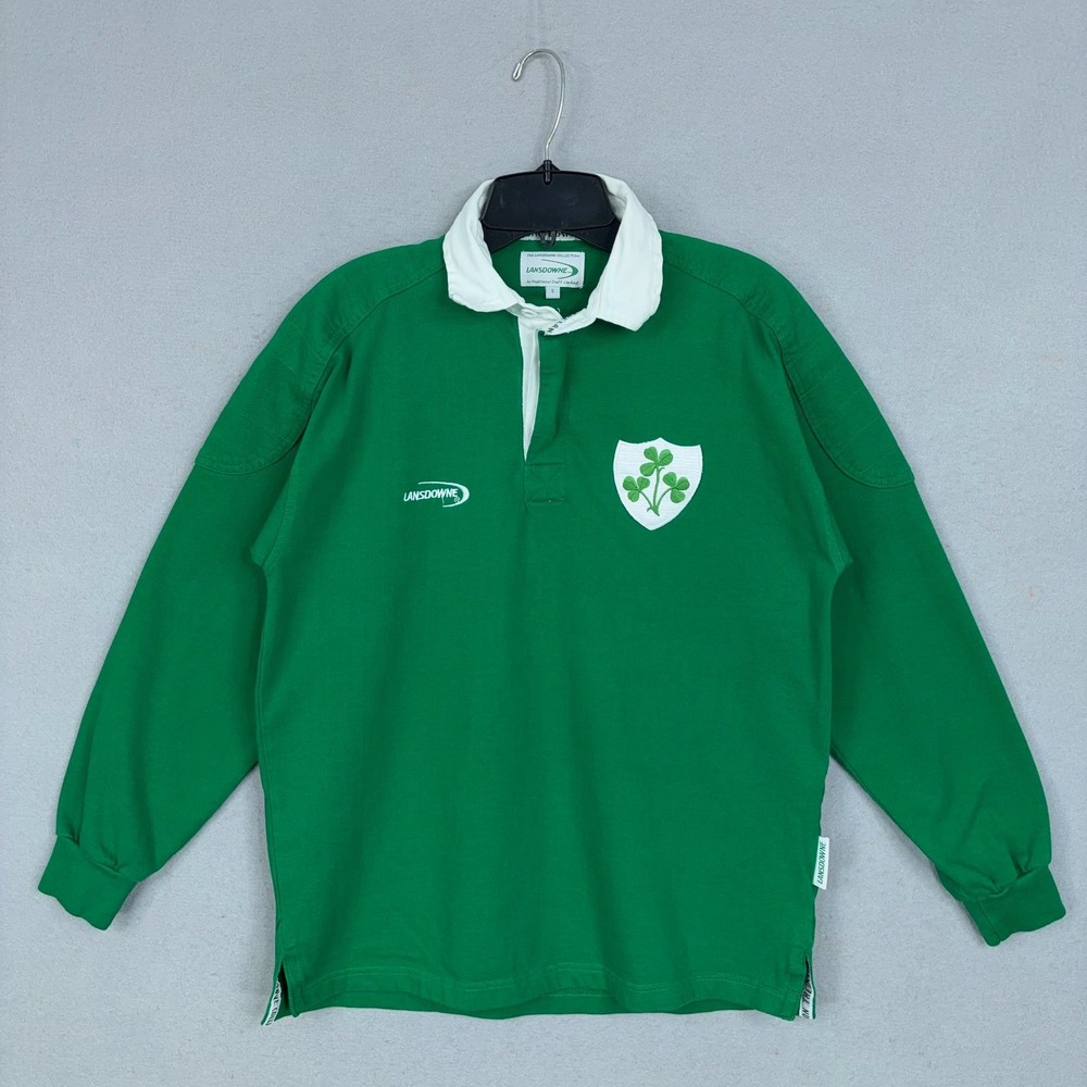 Lansdowne Rugby Shirt Mens Small Green Ireland Shamrock Sporty Gorpcore